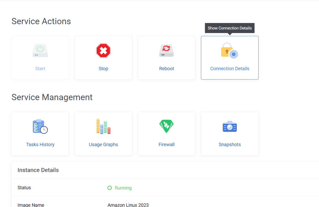 Veeble cloud VPS connection details